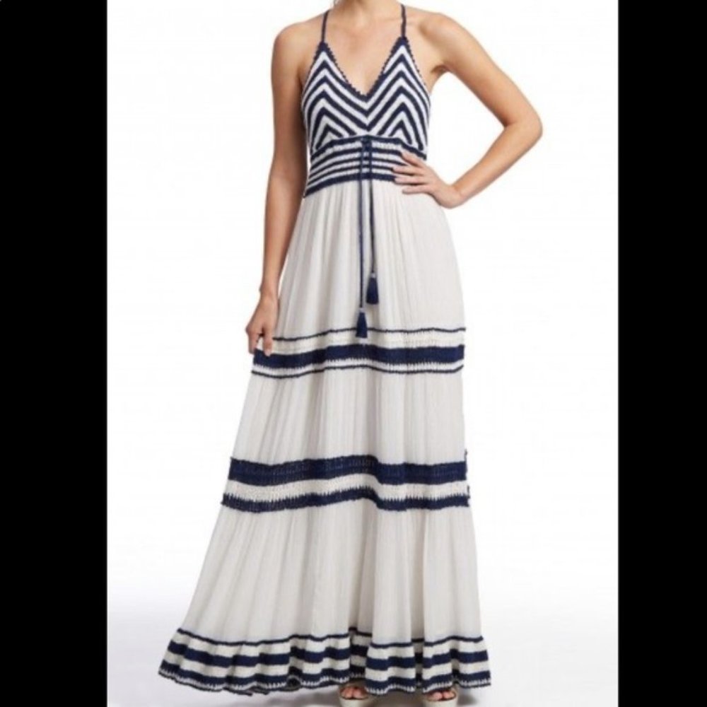 Calypso St. Barth Navy and White Maxi Dress in EUC